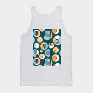 Rounded inspiration // pattern // green pine linen texture background orange tequila sunrise and blue malibu circles Tank Top